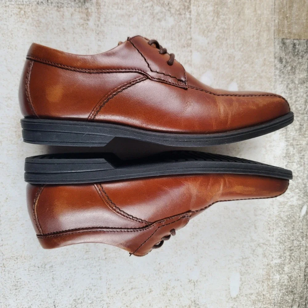 Florsheim Reveal Bike Kids Oxford Shoes Sz 12.5 Cognac Leather Bicycle Toe Lace